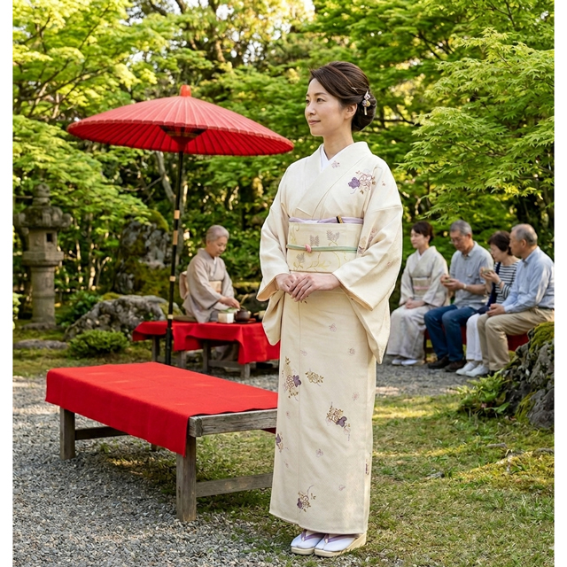 京染め[紋意匠に葡萄唐草文様]お茶席・観劇・コンサート