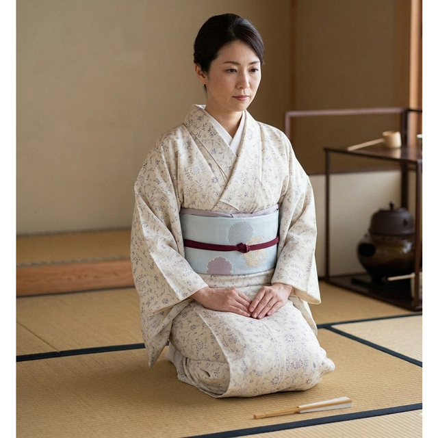 正絹小紋 京染め[紋意匠に捺染染め総柄小紋]