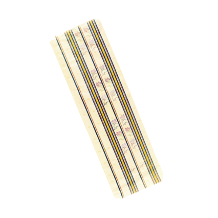 帯屋捨松 謹製｜九寸名古屋帯｜西陣織｜ベージュ×忍冬唐草・間道文様｜お茶席・観劇・趣味の会・付け下げ・小紋に最適