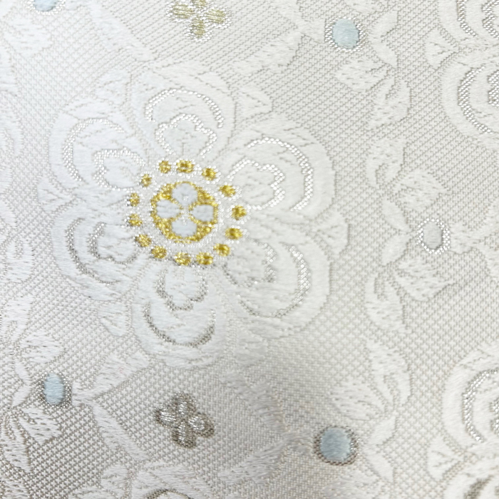 西陣織 九寸名古屋帯 白地唐華文様｜ふくい謹製｜お茶席にふさわしい