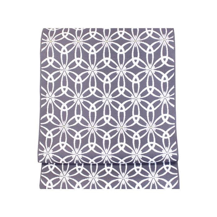 西陣織 九寸名古屋帯 六通柄｜ふくい謹製｜｜鉄紺地 七宝文様｜お茶席