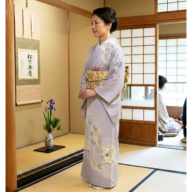 高級付け下げ [正絹未仕立て] 四季を纏う 丹後ちりめん －市松に吉祥の
