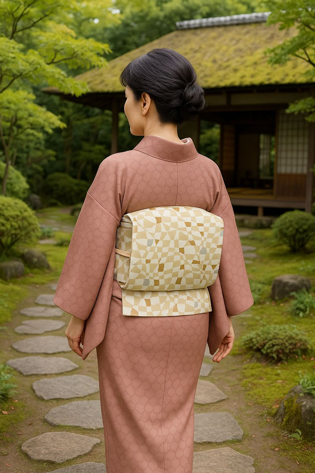 正絹西陣織袋帯【織の弘彩 謹製】『籠目』｜柔らかい帯地でお稽古